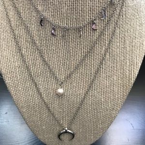 Silvertone layered necklace